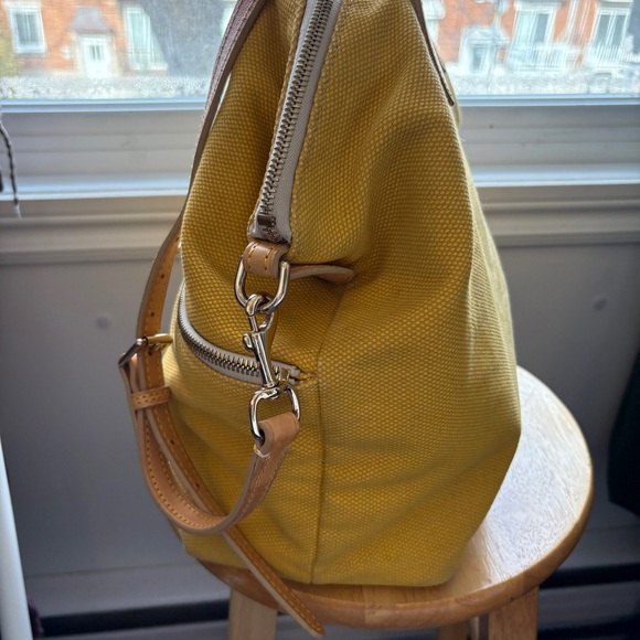 Dooney & Bourke Dillen Double Pocket Satchel Yellow Canvas - Picture 5 of 16